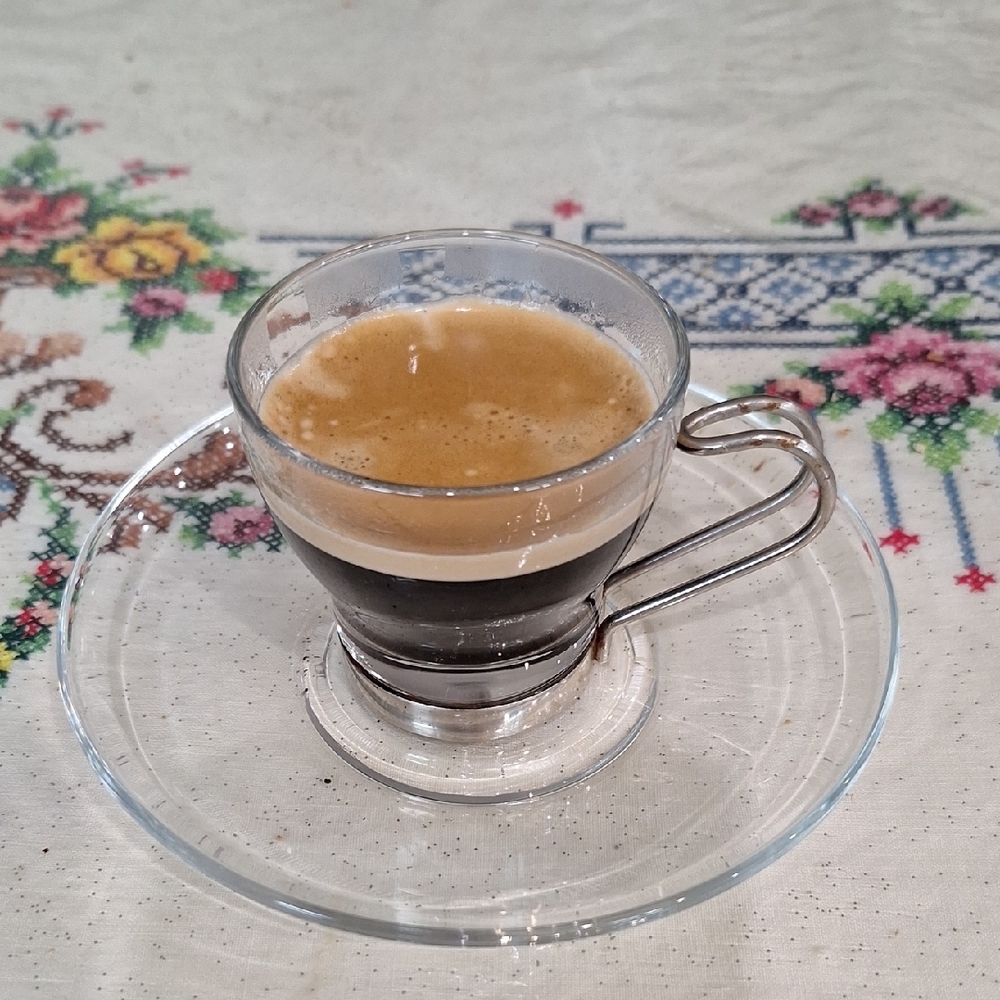 Vintage Glass Espresso Cup and Saucer Set with Removable Silver Handle